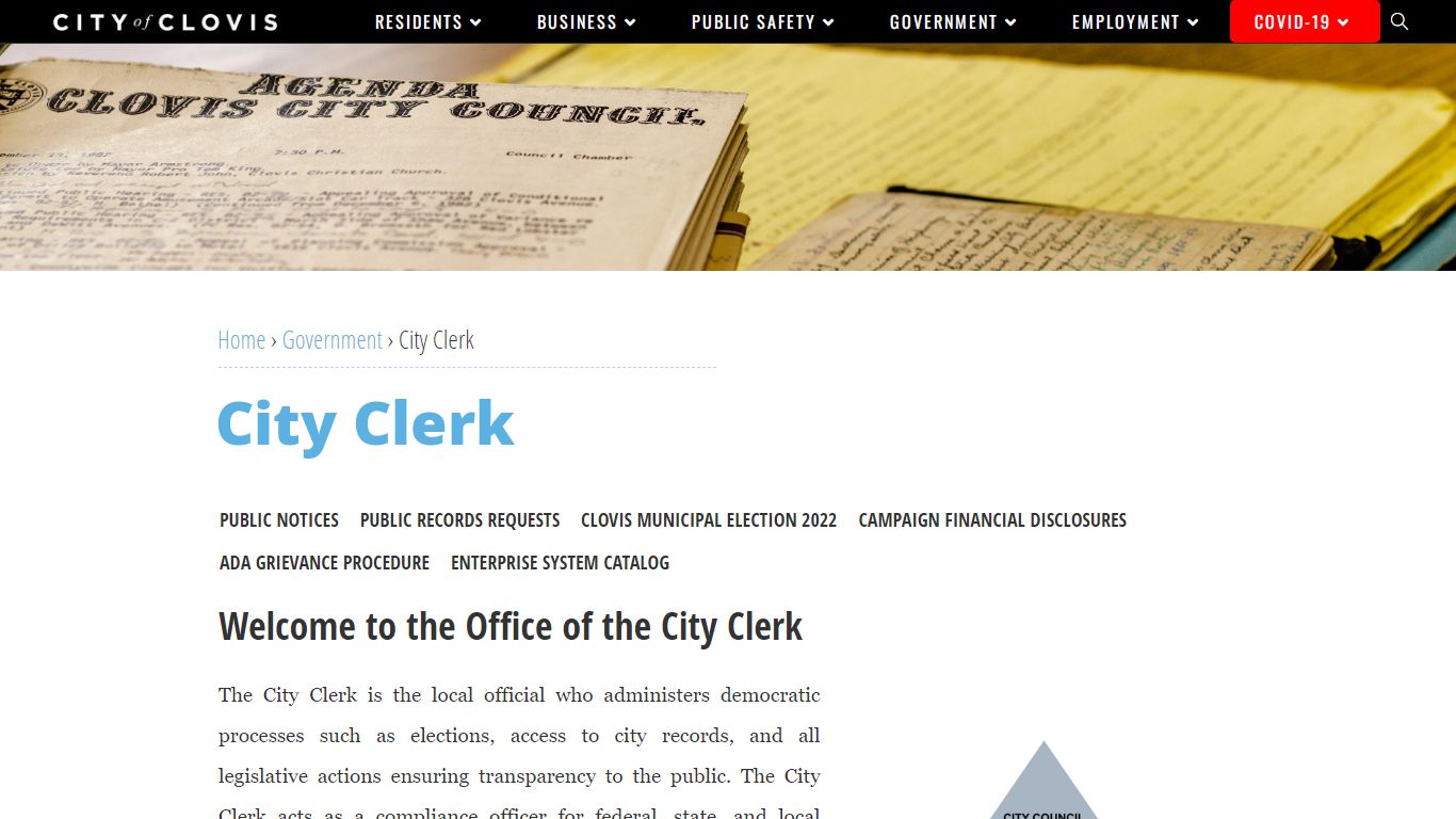 City Clerk - City of Clovis